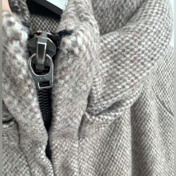 ZARA Tweed Funnel Neck Wool Coat Brown Med - Picture 5 of 6